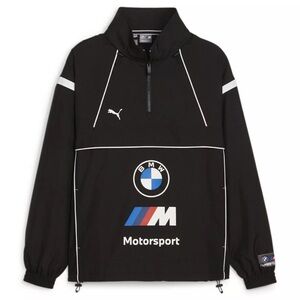 Puma BMW M Race 1/4 Zip Jacket Mens Black Casual Athletic Outerwear 62519201 NEW